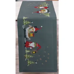 Stickläufer "Santa & Rentier"