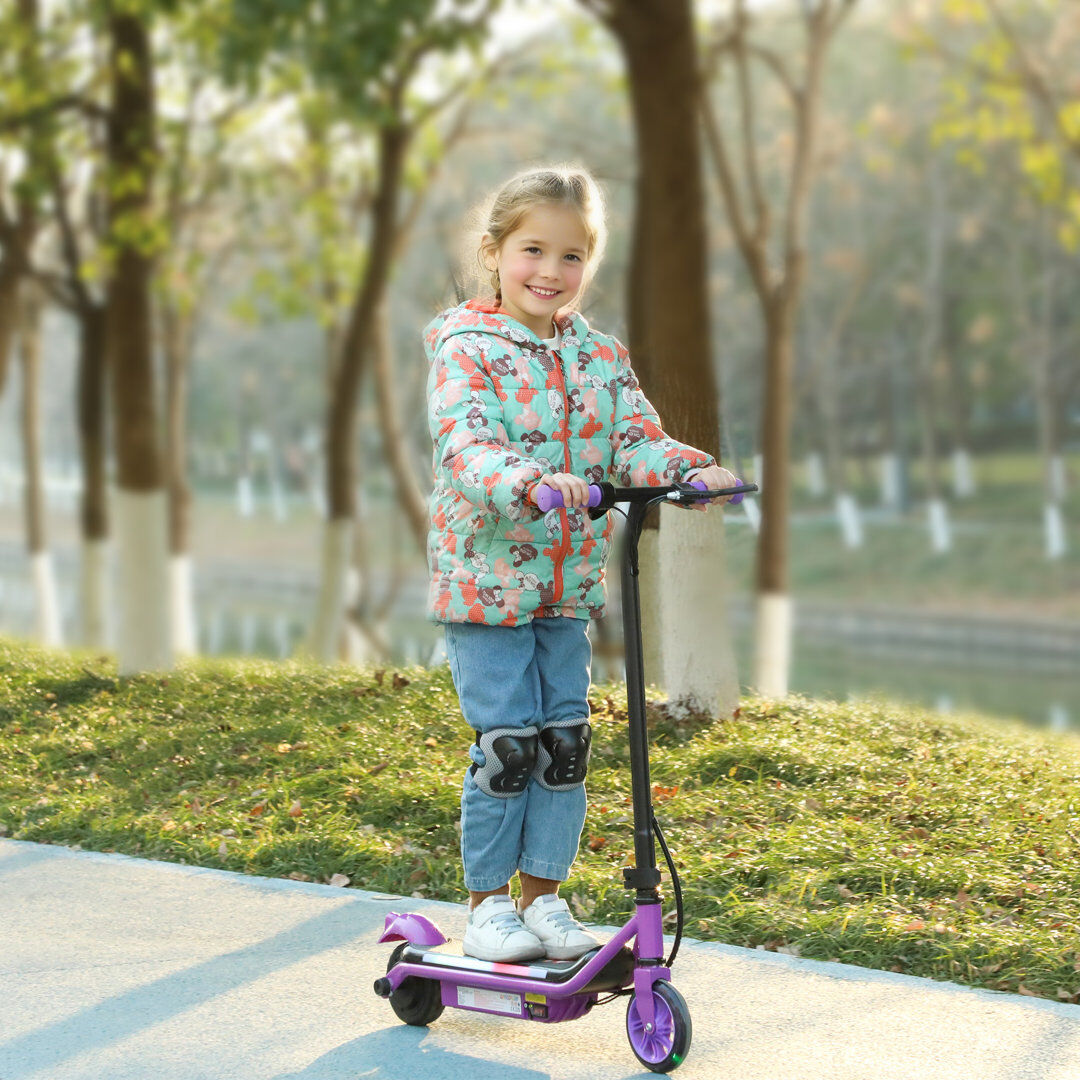 Metro AIYAPLAY Electric Scooter, for 6-14 Years w/ Brakes, Colourful Lights Purple