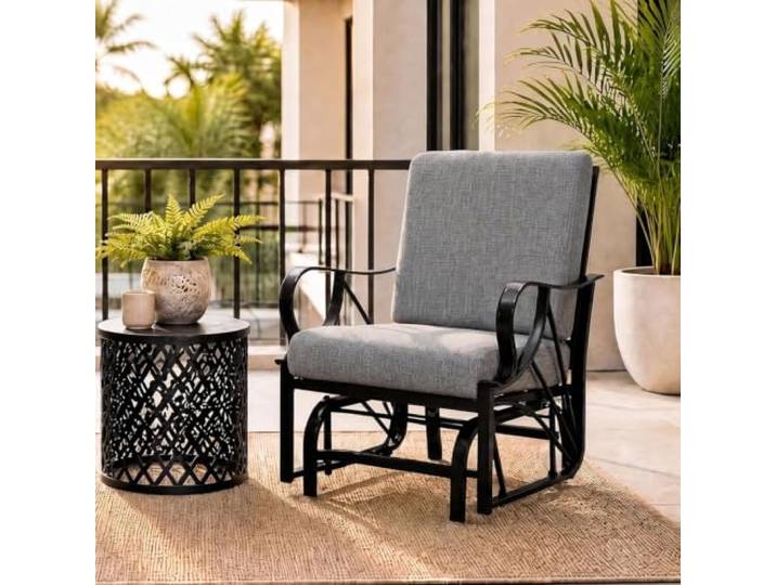 Schaukelstuhl Outdoor 2er Set, Schwingstuhl Garten Mit Kissen Metall Sanft Schaukeln zu Zweit: Wetterfestes 2er-Set Schaukelstühle mit dickem Kissen & Metallrahmen für Terrasse, Garten & Balkon.