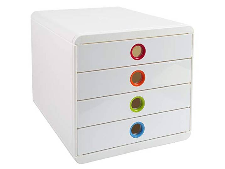 Module de classement Exacompta Pop Box 4 tiroirs - blanc/assortis