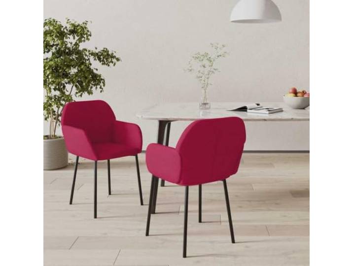 NLQMSU 2 Esszimmerstühle, Bordeauxrot, Samt, Metallrahmen Armlehne mit Schaumstoff gepolstert, ergonomische Rückenlehne, weicher Sitz, täglicher Gebrauch, verhindert Flammen und Hitze