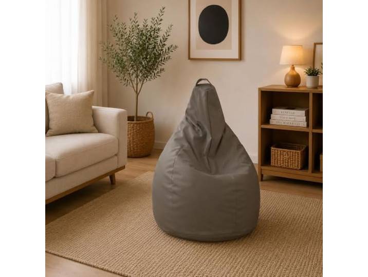 Talamo Italia - Pouf Abdog, Mehrzwecksessel, Sitzsack, Hockerhocker, Made in Italy, 90x90 h120 cm, Beige