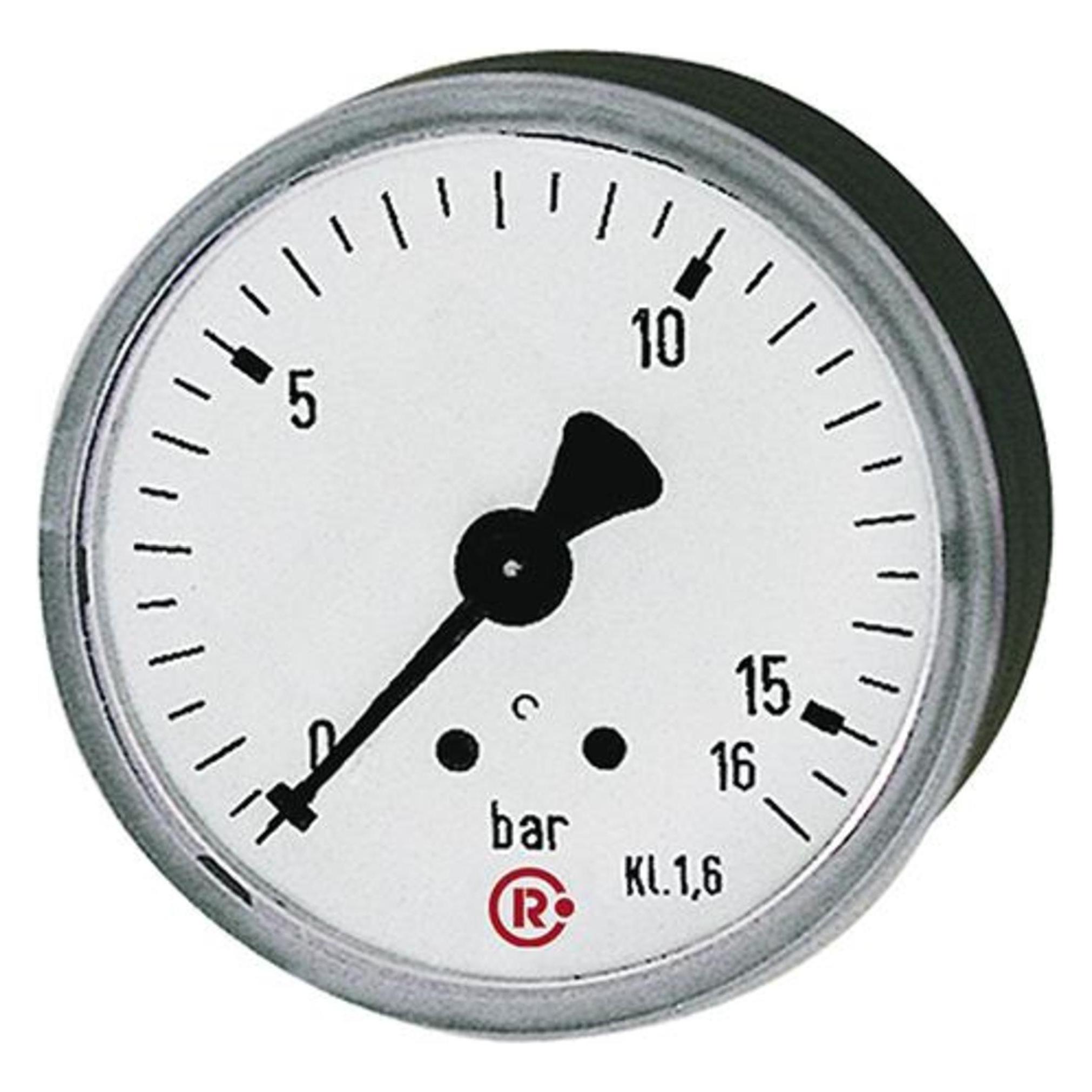 Riegler 101755 Standardmanometer, rückseitig zentrisch, G 1/4, 0 - 16 bar, Ø 63 (4047322034913)