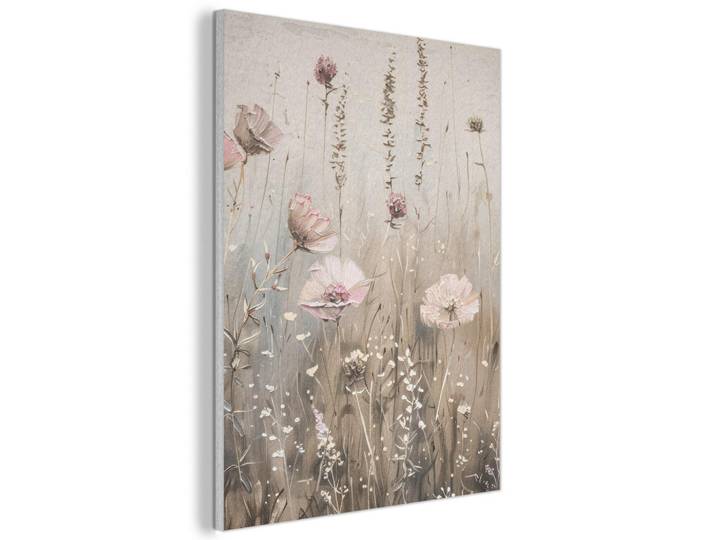 MuchoWow Akustikbild Blumen - Rosa - Modern - Beige Wanddeko 70x100 cm, Kunststoff, Rechteckig, 70x100x0.9 cm, Tapeten & Wandverkleidungen, Akustikpaneele