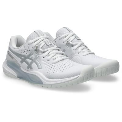 Tennisschuh ASICS "GEL-CHALLENGER 15", Damen, Gr. 41,5, weiß (weiß, pure silber), Synthetik, Schuhe, Multicourt-Schuh, Allcourt-Schuh