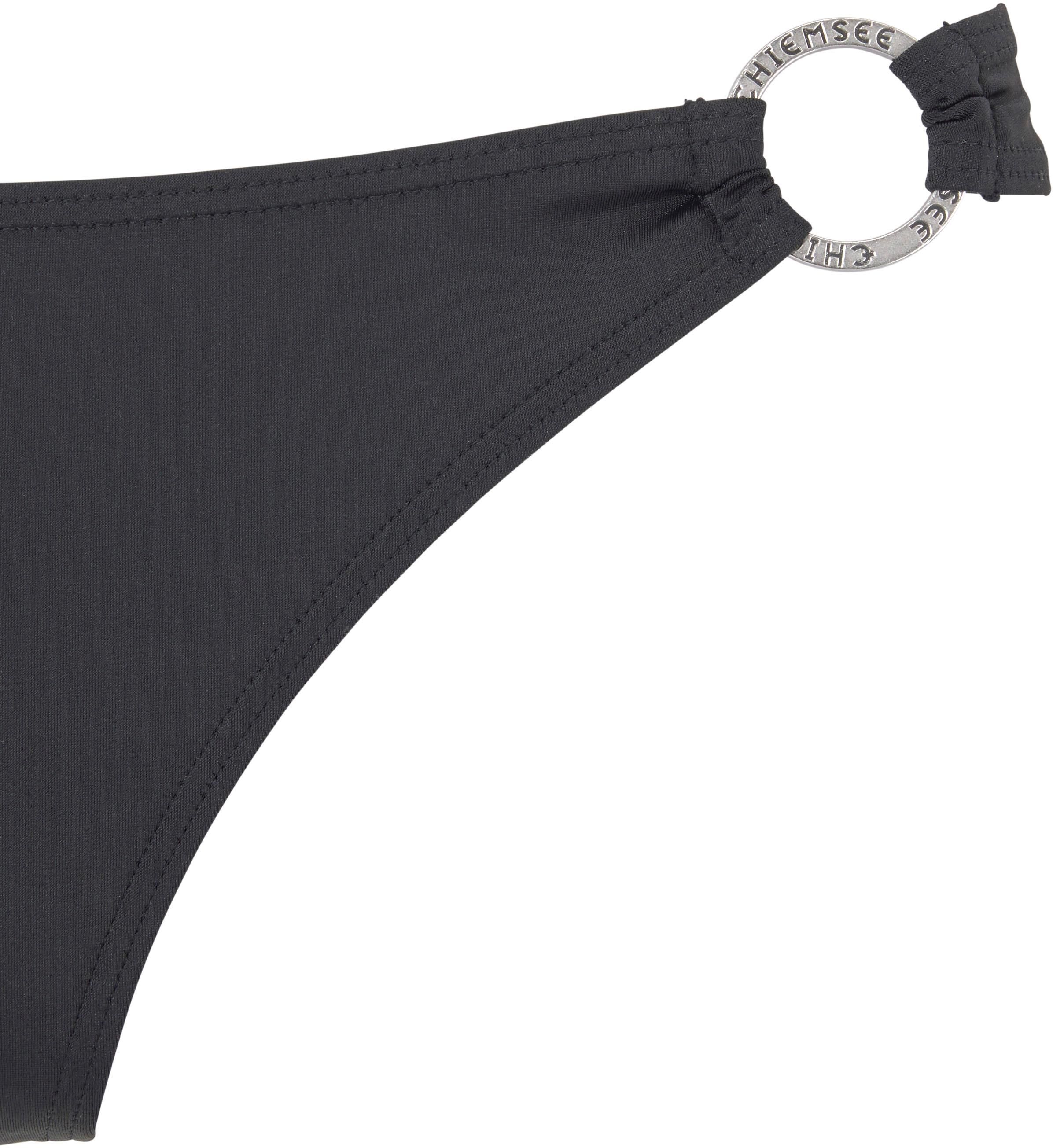Bügel-Bikini CHIEMSEE, Damen, Gr. 34, Cup C, schwarz, Polyamid, unifarben, Bikini-Sets Bügel-Bikini, mit silbernem Zierring schwarz 34, Cup C
