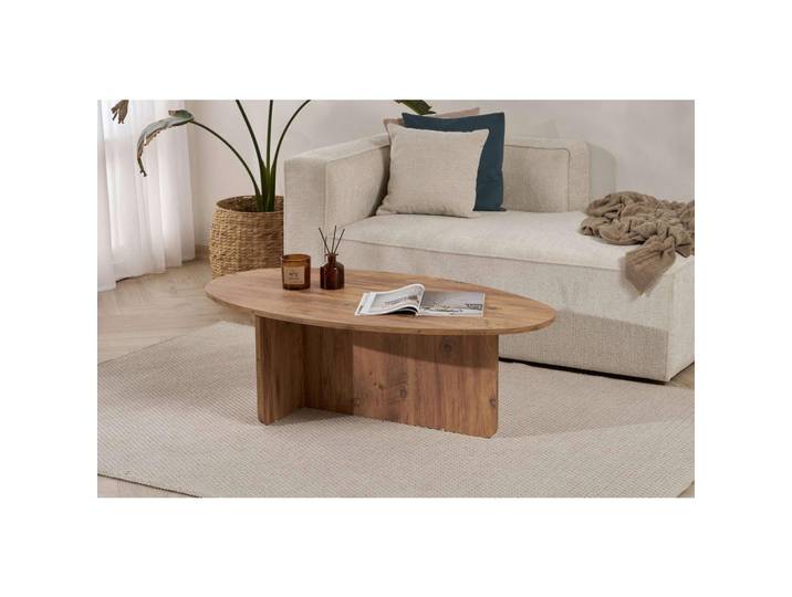 Mid.you Couchtisch, Pinien, Holzoptik, Freiform, 40x65x120 cm, Wohnzimmer, Wohnzimmertische, Couchtische
