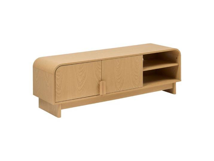 Atmosphera - Meuble TV 2 portes 1 étagère effet bouleau LEE - Beige