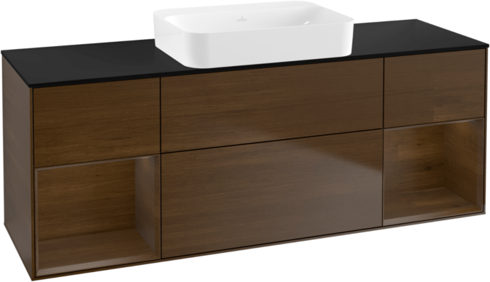 Villeroy und Boch Finion Waschtischunterschrank G742GNGN 160x60,3x50,1cm, Regale Walnut veneer, Walnut veneer
