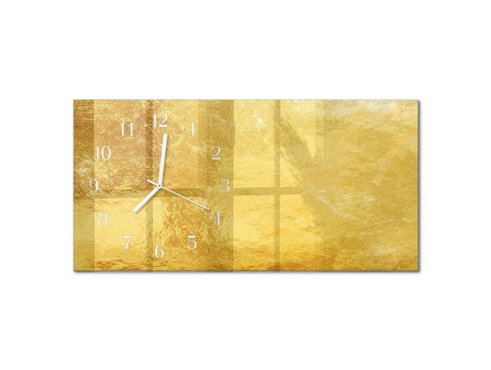 Tulup Wanduhr aus Glas 60x30 cm - Metallische Textur, Gelb, Rechteckig, 60x30x0.4 cm, Dekoration, Uhren, Wanduhren