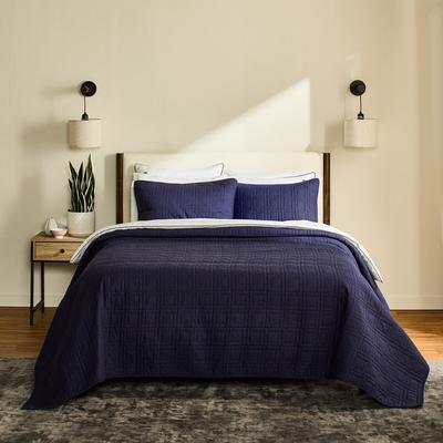 Lacoste Logo 3-Piece Lightweight Cotton Quilt & Sham Bedding Set with Embroidered Quilting