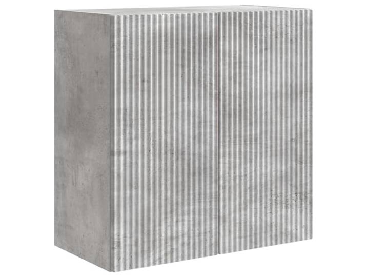 KLGBNCVE Wandschrank 59 x 31 x 60 cm Holzwerkstoff Betongrau Fächer, Schublade, Regal, USB-LED-Leuchten, abschließbare Rollen, Home Office