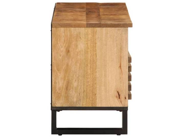 Moderne Meuble TV BURKE TABLE TV/HIFI 100x34x46 cm bois massif de manguier brut AA2353