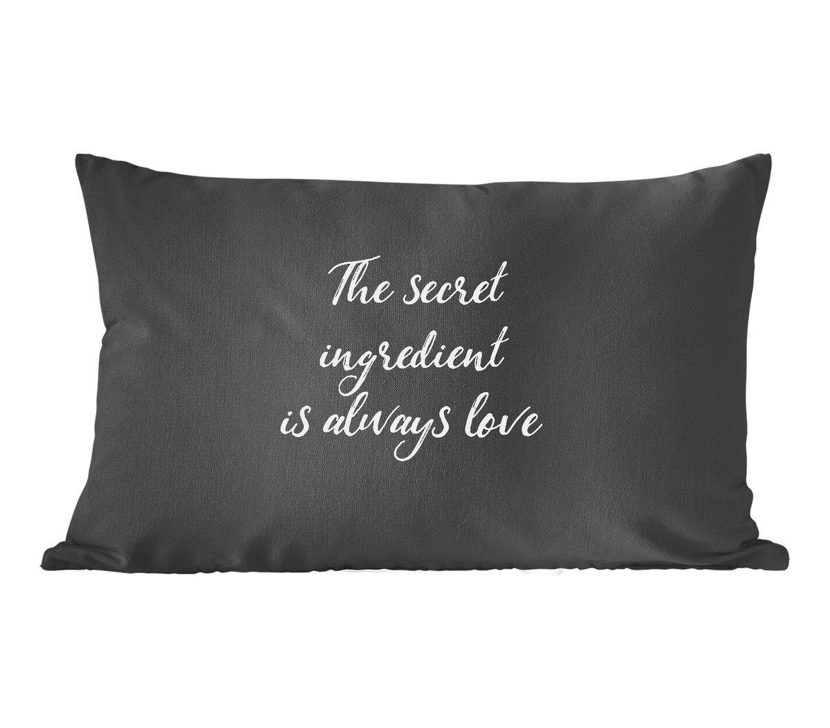 PillowMonkey Sierkussen met Quote Liefde en Koken - 60 x 40 cm