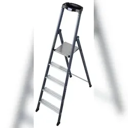 Stufenstehleiter Sepro S, eloxiert, extrem rutschfeste Plattform, 5 Stufen