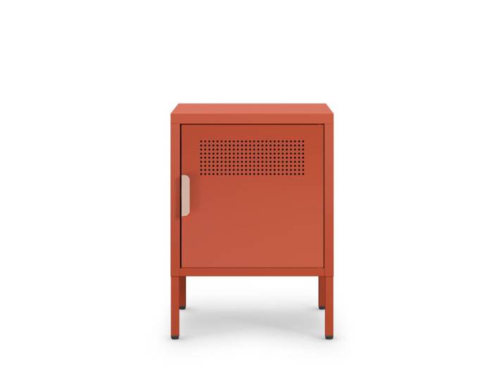 Table de chevet 1 porte en métal l40cm - terracotta