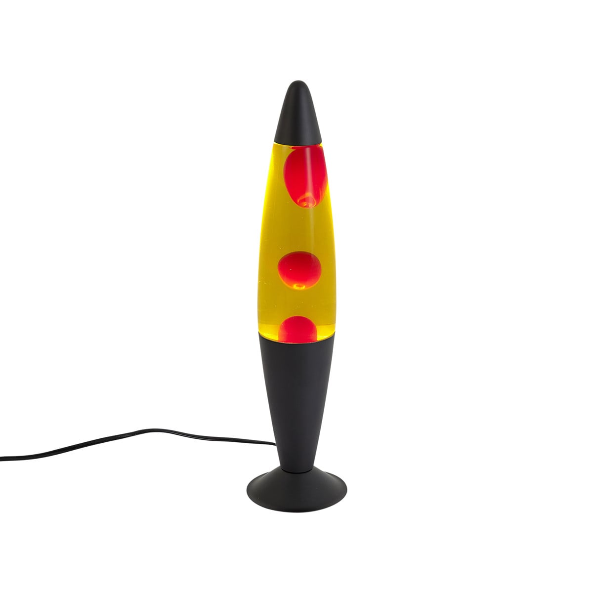 Qazqa Molten Lava lamp met rode wax en geel effect, zwart, incl. LED-lamp