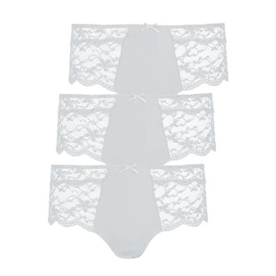 Hipster NINA VON C. "3er Pack Damen Hipster Silver Edition", Damen, Gr. 38, weiß, Obermaterial: 86% Polyamid PA. 14% Elasthan EL., Unterhosen