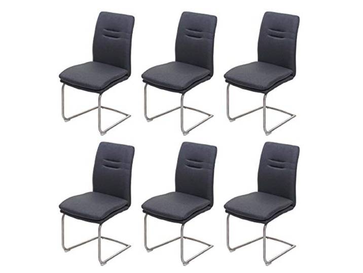 Mendler 6er-Set Freischwinger HWC-H70 Stoff/Textil - dunkelgrau