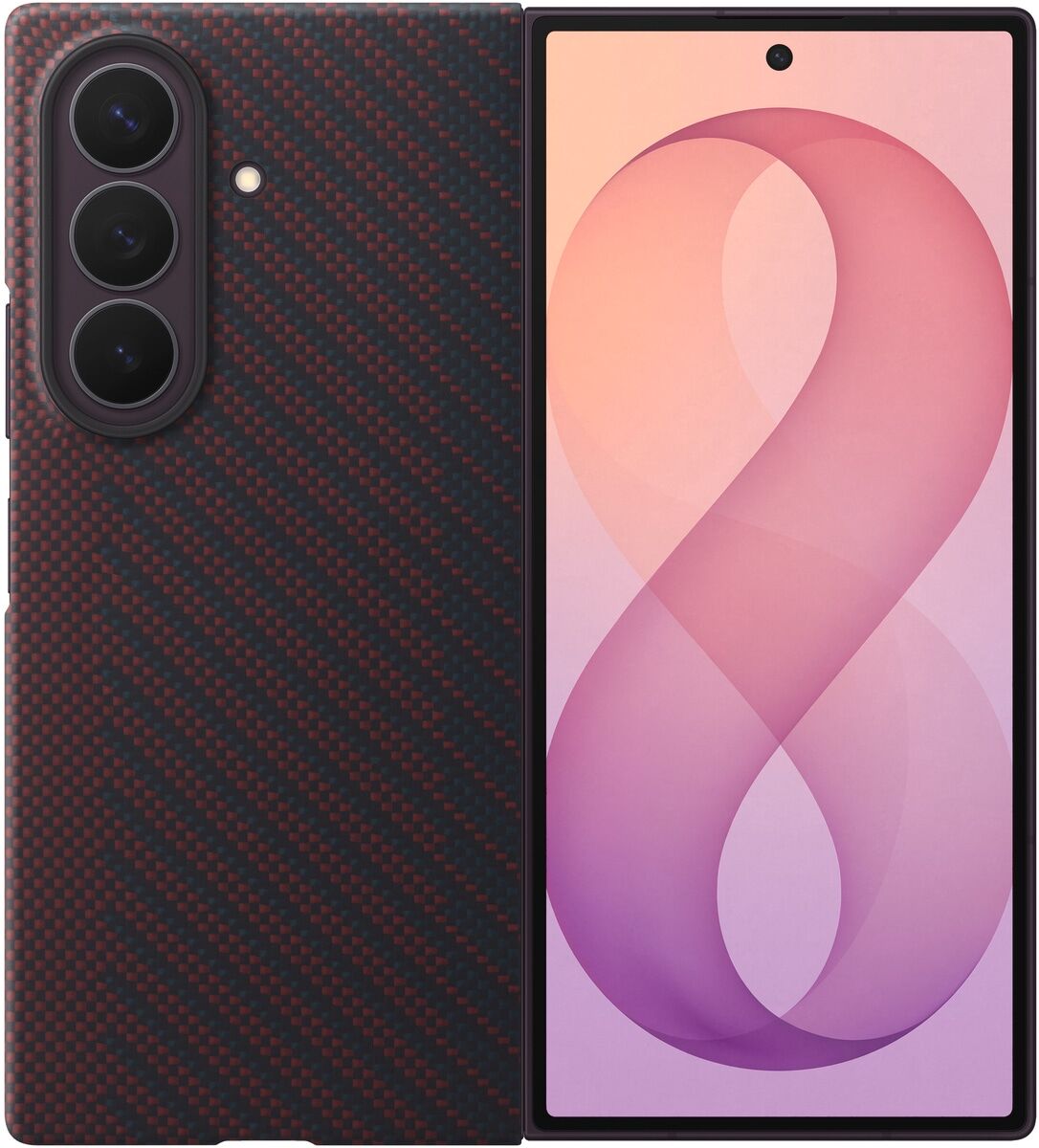 Samsung Smartphone-Hülle "Carbon Magnet Case für Galaxy Fold8 Ultra", schwarz (dunkelrot), Smartphones, Hüllen, Backcover, Schutzhülle, Handyschutzhülle, Case, Schutzcase, stoßfest, Smartphone-Hülle