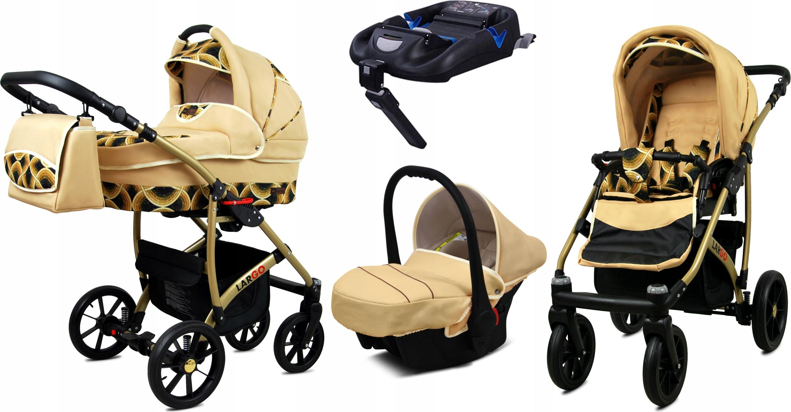 BabyLux Largo | 4in1 Kinderwagen Set | Gold Rainbow | Kombikinderwagen | Kinderwagenset | Isofi