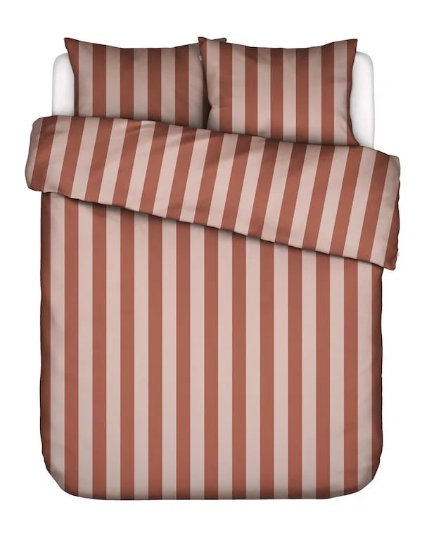 Essenza Minte stripe Dekbedovertrek Terracotta-Blush pink