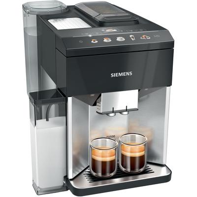 SIEMENS Kaffeevollautomat "EQ500 integral TQ517D03, intuitives Farbdisplay, Doppeltassenfunktion", schwarz (edelstahl, klavierlack schwarz), B:31,8cm H:37,3cm T:44,8cm, Kaffeevollautomaten, integrierter Milchbehälter, automatische Dampfreinigung,...