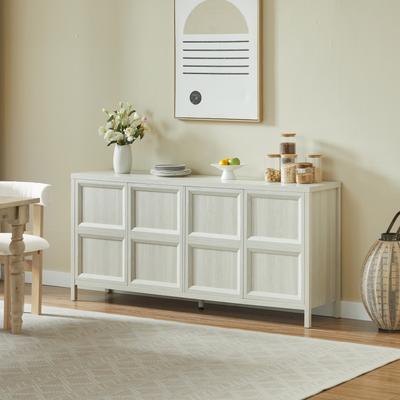 Loedds 67-Inch Modern Sideboard Storage Cabinet with Tip-On Doors, Light Gray