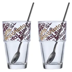 Leonardo Solo Set Café Latte Becher mit Löffeln 4-tlg.