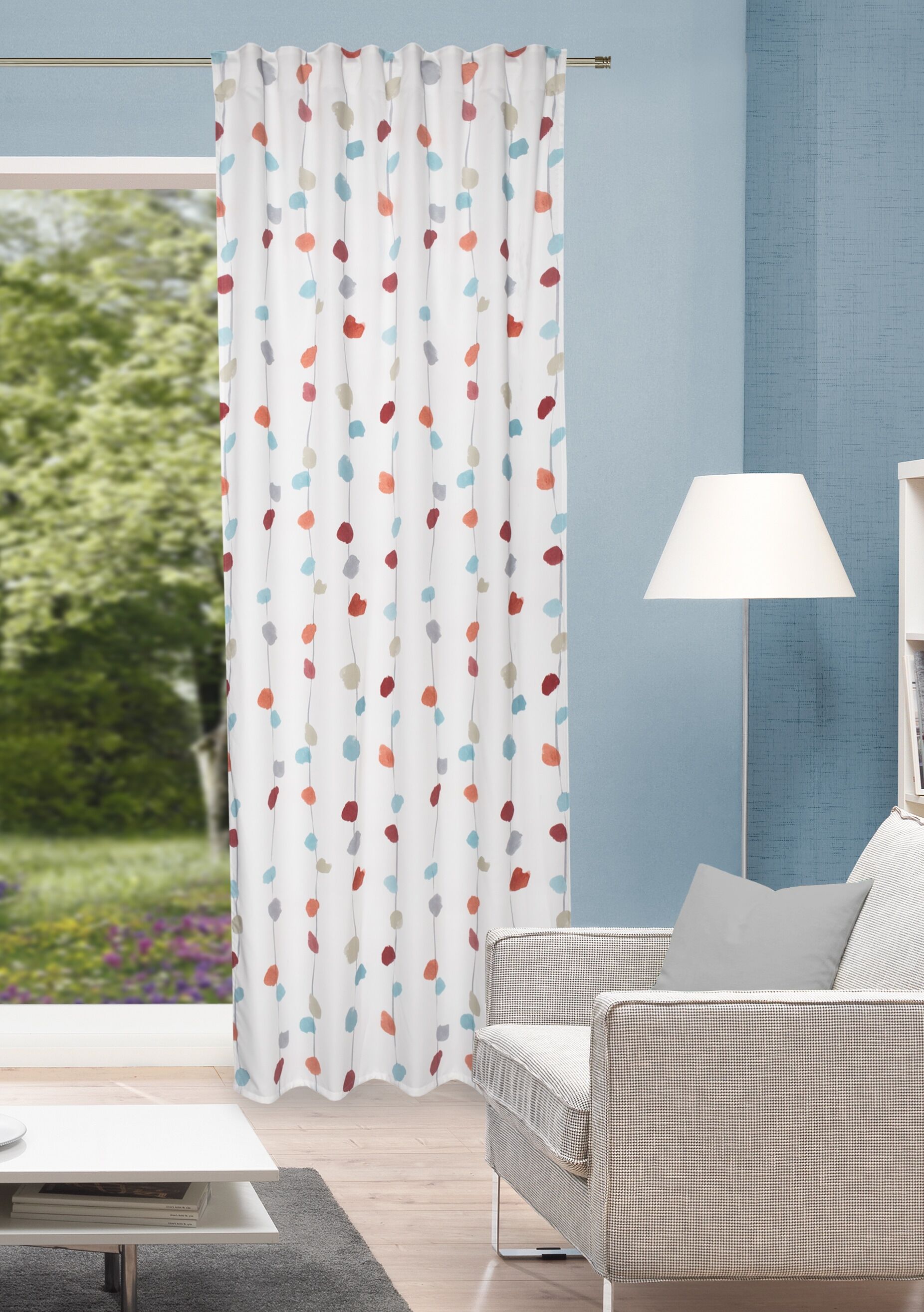 Vorhang HOME WOHNIDEEN "EFFIE" Gr. 1, orange (terra), B:135cm H:245cm, Baumwolle, Polyester, Gardinen, Vorhang, Kombibandschal Dekostoff, bedruckt terra 245cm, Multifunktionsband, 135cm