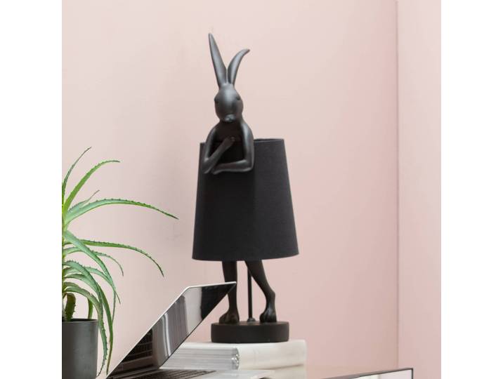 KARE Tischlampe Animal Rabbit, schwarz, für Wohn- / Esszimmer, Kunststoff, Design