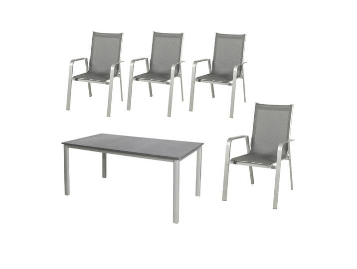 Gartengarnitur 5-Teilig Urban Aluminium/Textil