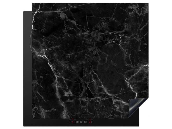 MuchoWow Herabdeckplatte - Marmor - Schwarz - Weiß - Textur - Marmoroptik - 78x78, Silberfarben, Kunststoff, Quadratisch, 78x78x0.2 cm, Geschirr, Tischkultur & Serviergeschirr, Servierplatten