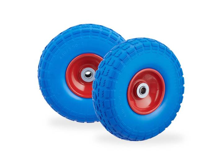Sackkarrenrad PU 2er-Set Blau-Rot