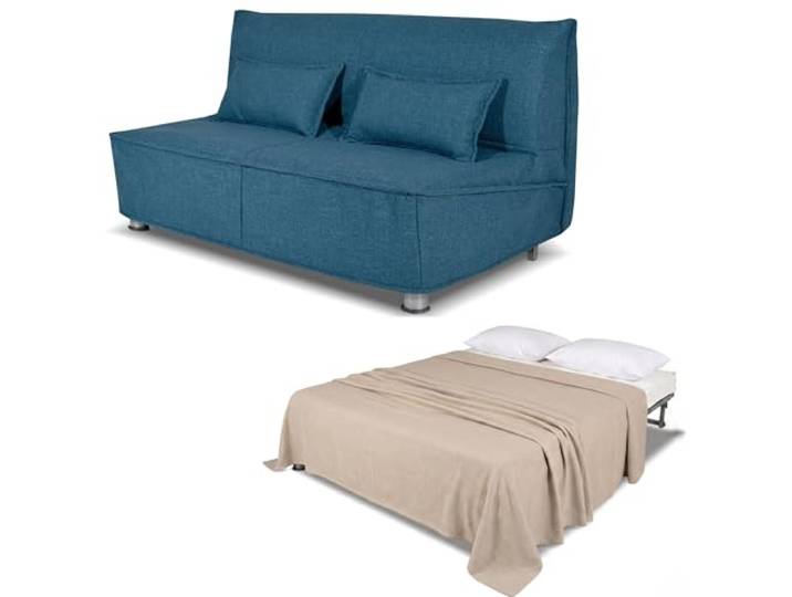 Nuvole di Sonno - Levante 3-Sitzer Schlafsofa mit Matratze 160x190 cm, Schnell-Ausklappsystem, elektrogeschweißtes Gitter, Abnehmbarer Bezug, inkl. 2 Kissen, Made in Italy