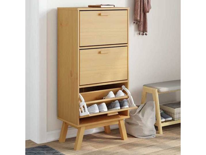 Armoire à Chaussures Étagère à Chaussures avec Pieds Meuble à Chaussures avec Rangement Salon Moderne Marron Bois 358618