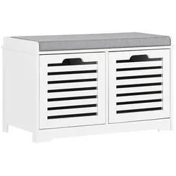SoBuy Schuhbank mit 2 Schubladen Weiß 71x44x35cm Klassisch