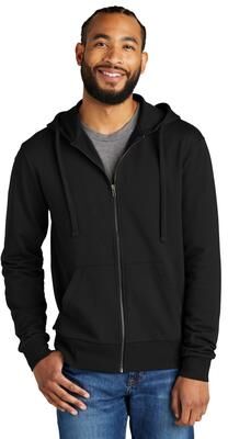 Allmade AL4002 Organic French Terry Full-Zip Hoodie in Deep Black size Large   Cotton