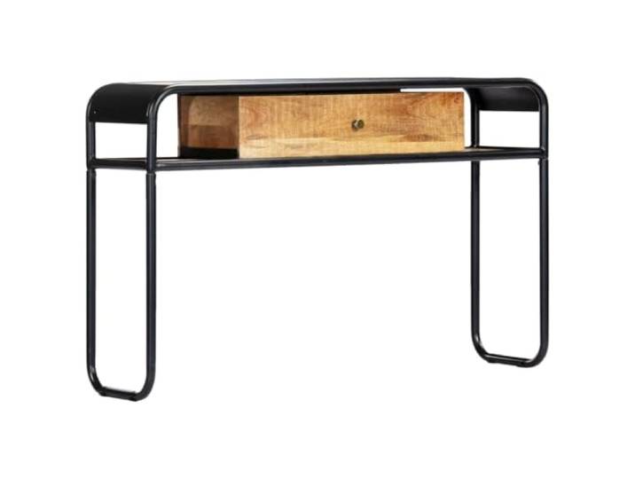 LKJephalotrope Konsolentisch Massivholz Mango Flurtisch 118x30x75 cm Vintage Beistelltisch fürs Schlafzimmer mit Schublade und zwei offenen Fächern für Bücher und Dekoration.