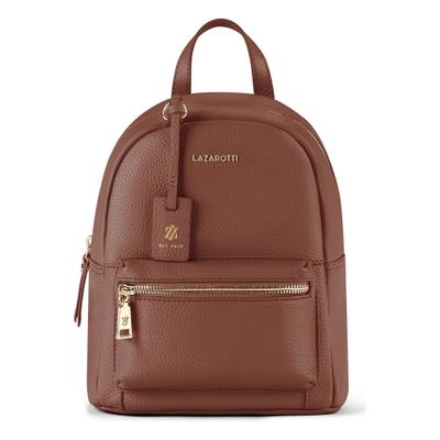 Rucksack LAZAROTTI "Bologna Leather City Rucksack Leder 27 cm", Damen, Gr. B/H/T: 12cm x 27cm x 12cm, braun, Rucksäcke Rucksack