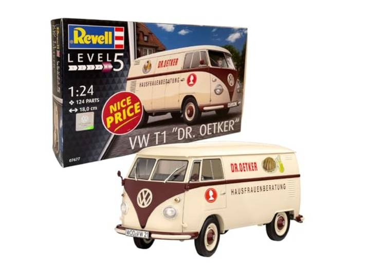 Revell 07677 VW T1 Dr. Oetker voertuig getrouwe modelbouwset voor professionals, ongelakt