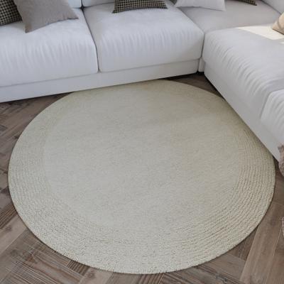 Wollteppich WECON HOME "Hamptons TWENTYONE", beige (creme weiß), H:15mm Ø:180cm, Schurwolle, Teppiche, Schurwolle, Kurzflor, Wohnzimmer, Schlafzimmer, elegant, Bordüre