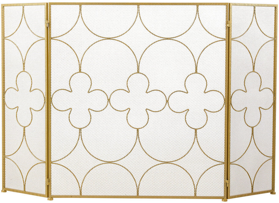 Mercer41 3 Iron Fireplace Door Gold 77.5cm H X 122cm W X 2cm D