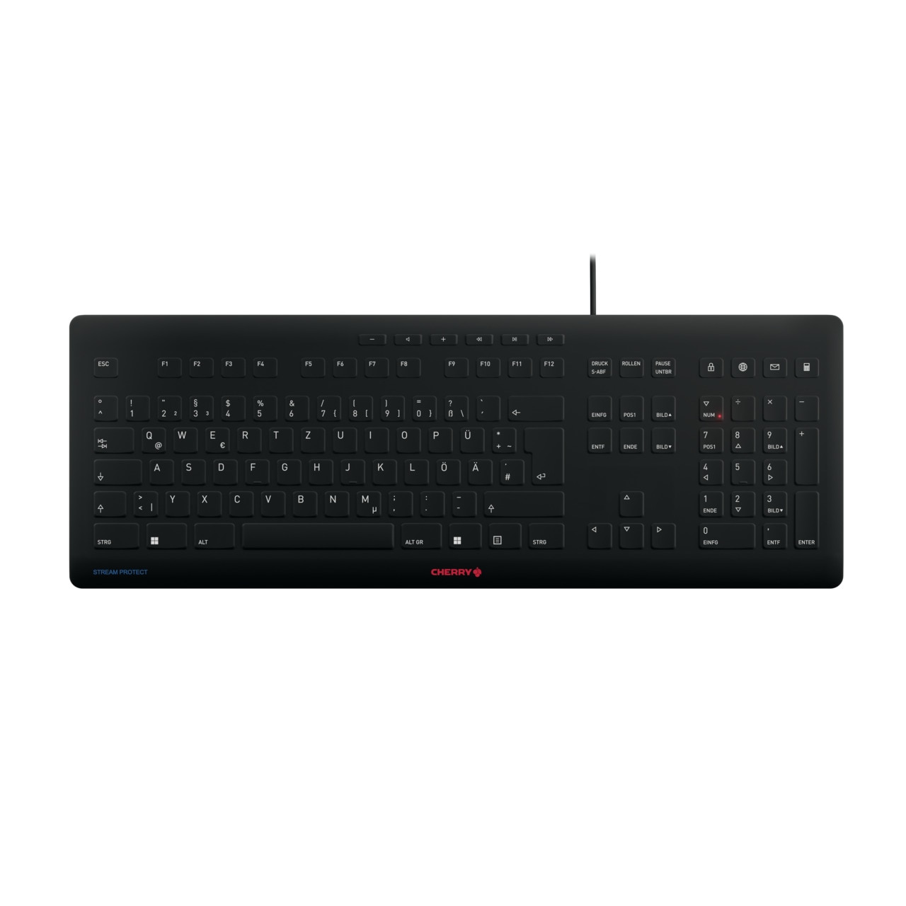 Cherry STREAM PROTECT Tastatur kabelgebunden, Schwarz