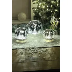 Lichtkugel Fabola Wald 15cm LED silber