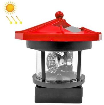 Snug & Styled Outdoor Solar Lighthouse Garden Light Waterproof Rotating LED Garden Landscape Decor red