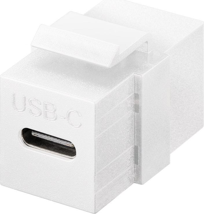 100x Goobay 61262 Keystone-Modul, USB-C-Anschluss, USB 3.2 Gen 2 (10 Gbit/s), weiß - USB-C-Buchse > USB-C-Buchse