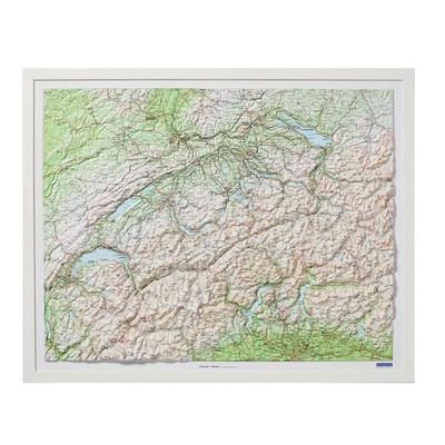 Kümmerly+Frey Relief Karte Schweiz mit Holzrahmen weiss lackiert 1:500.000, Karte von , Kümmerly+Frey, 978-3-259-01022-8