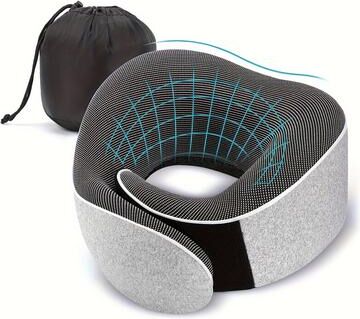 Cozy Casa Charm Ergonomic Memory Foam Travel Neck Pillow For Airplane & Car Sleep With Portable Storage Bag white