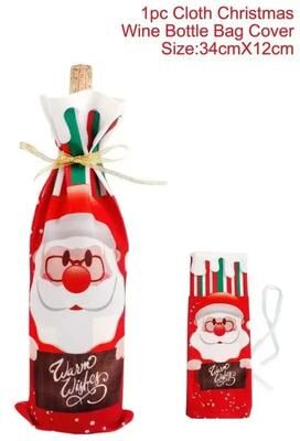 Uplift Treasures Christmas Wine Bottle Cover Set With Santa And Snowman Design k